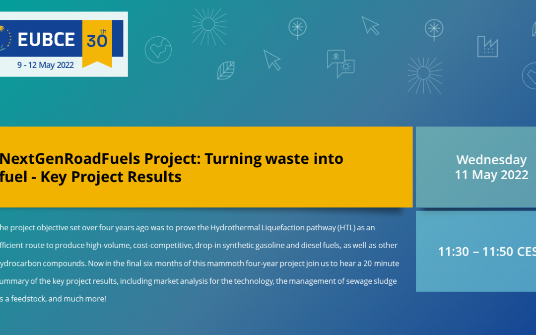 EUBCE 2022: NextGenRoadFuels Project: Turning waste into fuel – Key Project Results