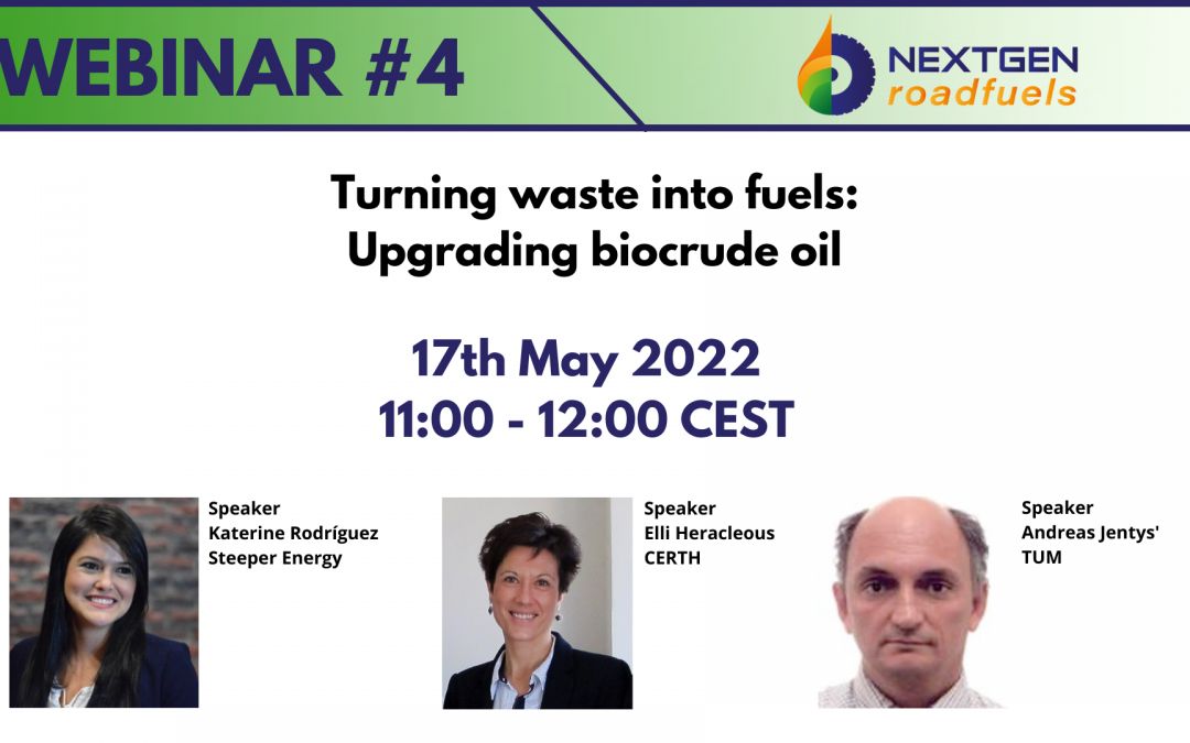 NGRF Webinar #4 – Turning waste into fuels: Upgrading biocrude oil